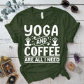 Yoga and Coffee T-Shirt Mockup military-green