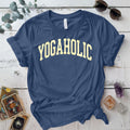 Yogaholic T-Shirt Mockup Indigo Blue