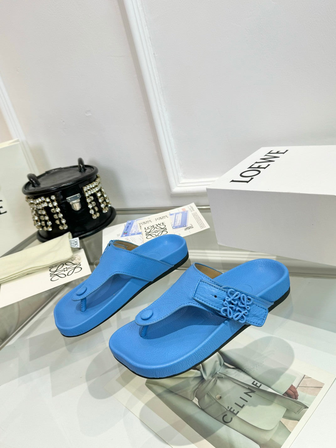 Loewe Ease Thong Muticolor Sheepskin