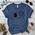 Boho Sun Moon T Shirt Indigo Blue Mockup