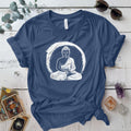 Buddha Enlightenment Circle T Shirt Indigo Blue Mockup