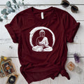 Buddha Enlightenment Circle T Shirt Maroon Mockup
