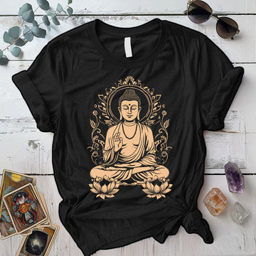 Buddha T Shirt Black Mockup