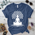 Buddha Tree T-Shirt Mockup indigo-blue