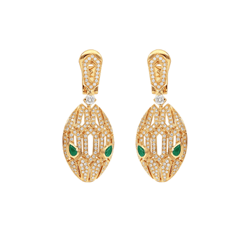 SERPENTI MALACHITE DIAMOND EARRINGS GOLD