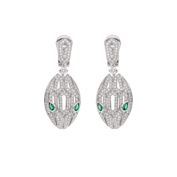 SERPENTI MALACHITE DIAMOND EARRINGS SILVER