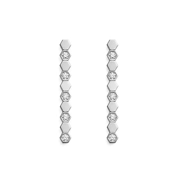 BEE LOVE SILVER DIAMOND LONG EARRINGS
