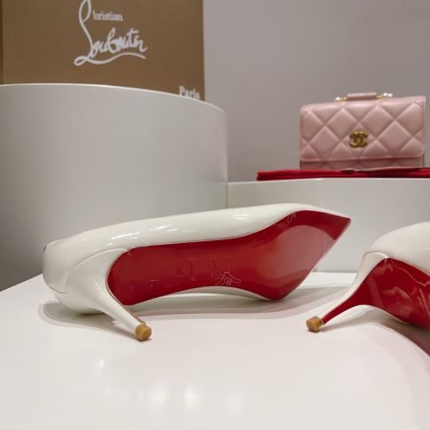 CL Kate 70 mm Pumps Patent Calf Leather White