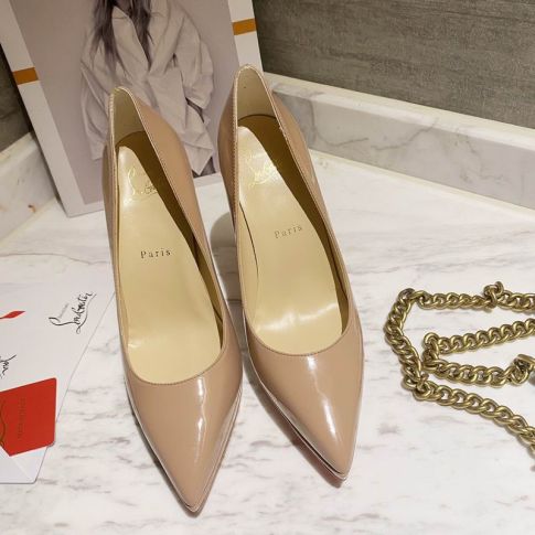 CL Pigalle Plato Pumps 100mm Patent Leather Nude