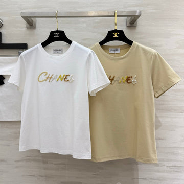 Chanel 2026 Sequin Letter T-shirt Cotton 377553