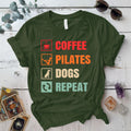 Coffee Pilates Dogs T Shirt Military Green Mockup