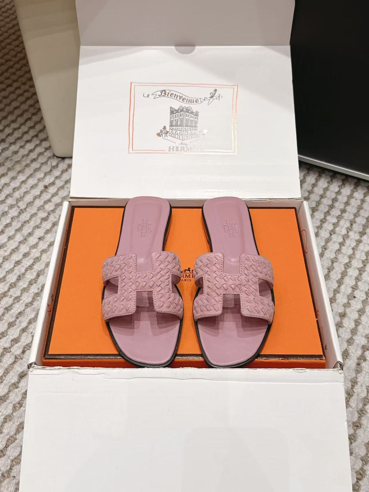 Hermes 2026 Oran Sandal Velvet Leather 598224