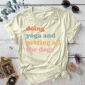 Doing Yoga Petting Dogs T Shirt Natural Mockup