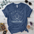Heavily Meditated Lotus T Shirt Indigo Blue Mockup