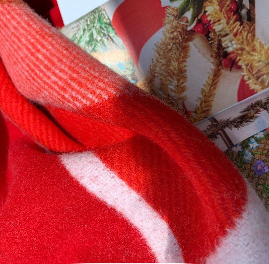 HM Avalon Throw Blanket Red Wool Cashmere