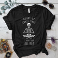 Hurry Up Inner Peace Skeleton T Shirt Black Mockup