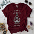 Hurry Up Inner Peace Skeleton T Shirt Maroon Mockup