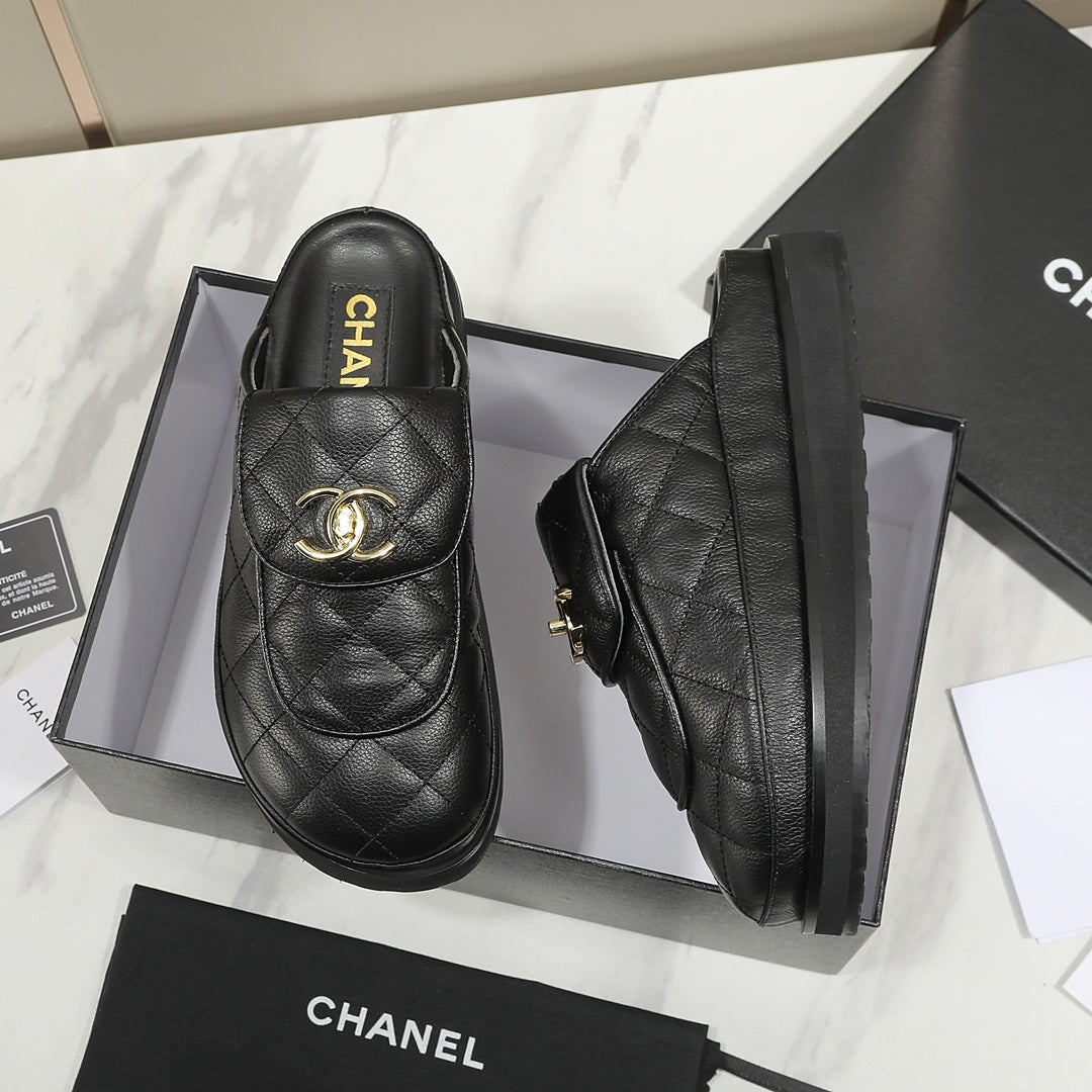 CC Dad Sandal Mule Quilted Calfskin