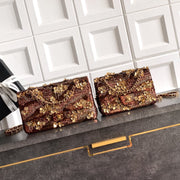 Chane 2026 Flap Bag Brown Mix Colors Sequin Leather