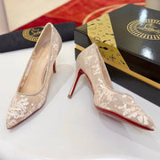 Christian Louboutin Follies Lace Pumps Leather 825176