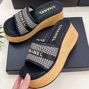 Chanel 2026 Woven Platform Slippers Sheepskin 831534