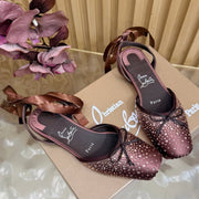 Christian Louboutin Sweetie Jane Strass Ballerina Flat Strass Silk Leather 853096