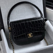 Chanel 2026 Crocodile Embossed Flap Bag 19.5cm Calfskin