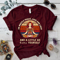 Im Mostly Peace Love Light T Shirt Maroon Mockup