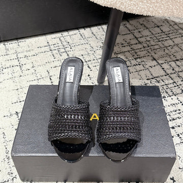 ALAIA  Muller high-heeled black woven leather