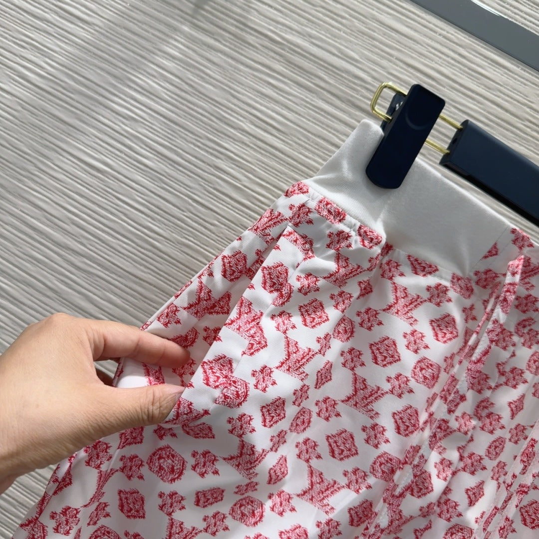 LV 25 Classic Flower Shorts Pink White Poliester