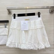 Chanel 2026 Double-layered Ruffled Skirt White Cotton 666397