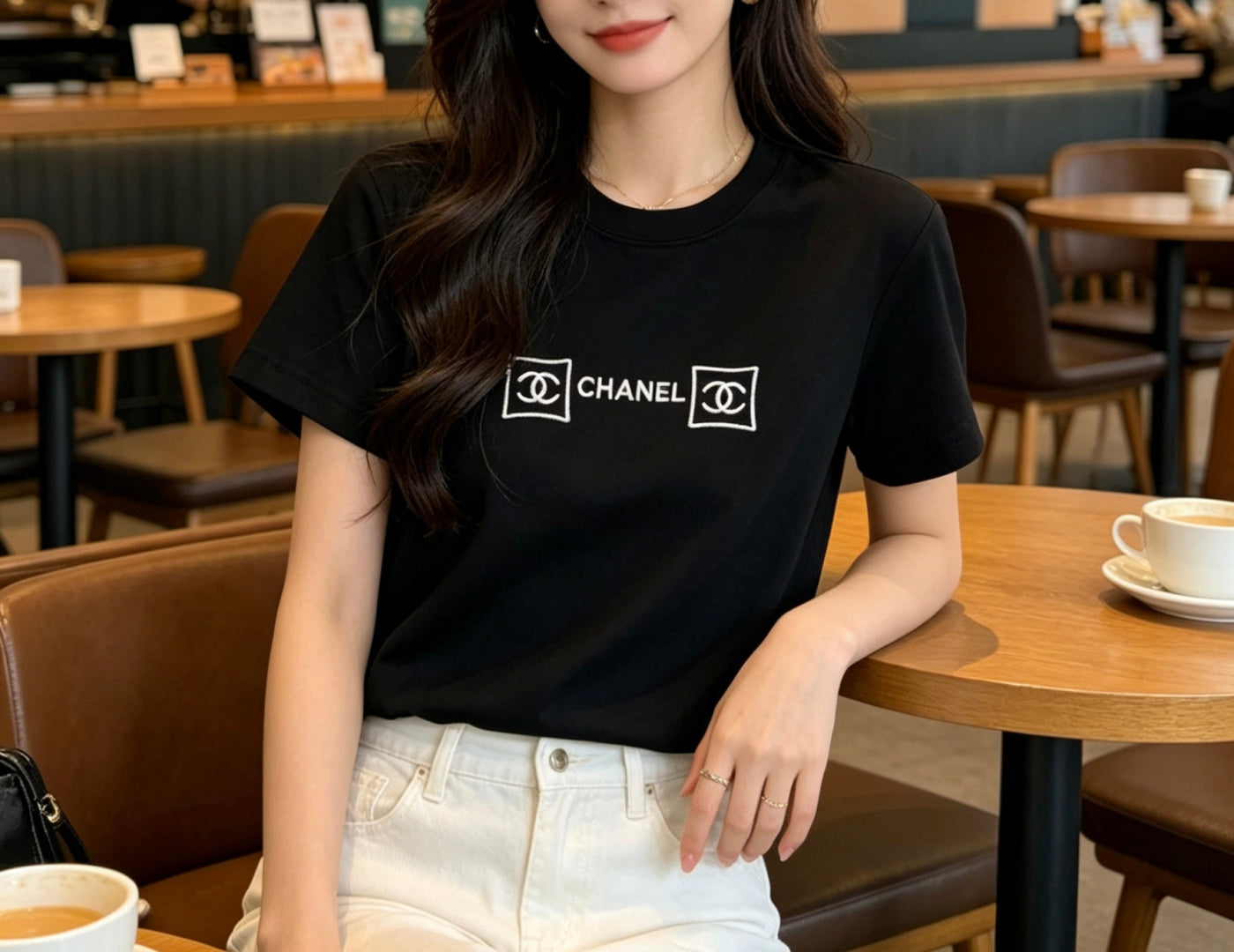 Chanel 2026 Embroidered Logo T-shirt Cotton 681375