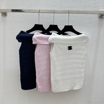 Chanel 2026 Knit Off-Shoulder Vest Wool
