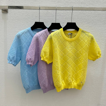 Chanel 2026 Round Neck Knitted Short-Sleeve Tencel Wool 397720