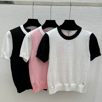 Chanel 2026 Simple Crew Neck Knitted Short-Sleeve Wool Tencel 397722