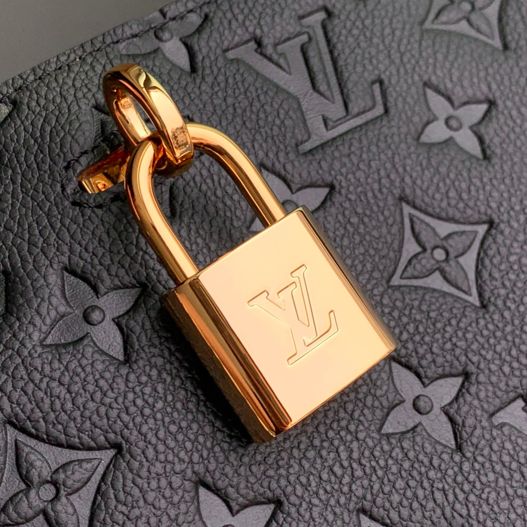 Anytime 42cm Tote Bag Black Gold Empreinte leather 250554