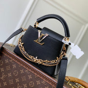 LV 2025 Capucines Bag Black Gold Taurillon Leather 347382