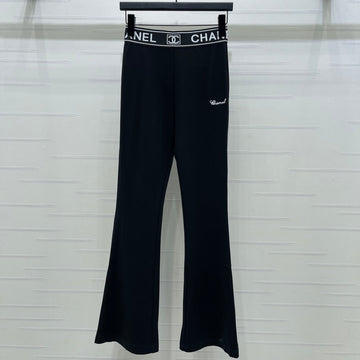 Chanel 2026 Webbing Letter Flared Pant Black White Cotton Polyamide 363365