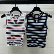 Chanel 2026 Crew Neck Striped Knit Vest Wool 677712