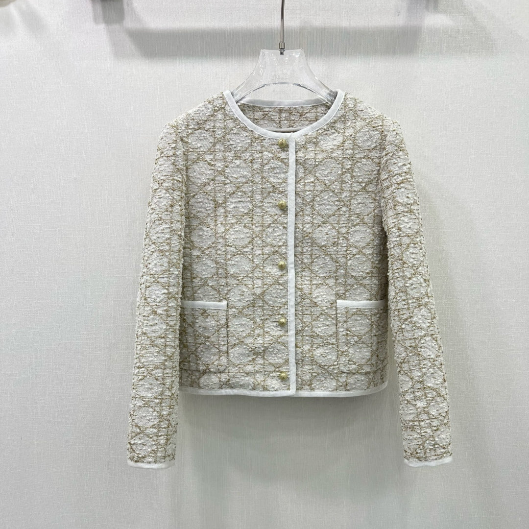 CD 25 Round Neck Jacket Beige Cotton Nylon Acrylic