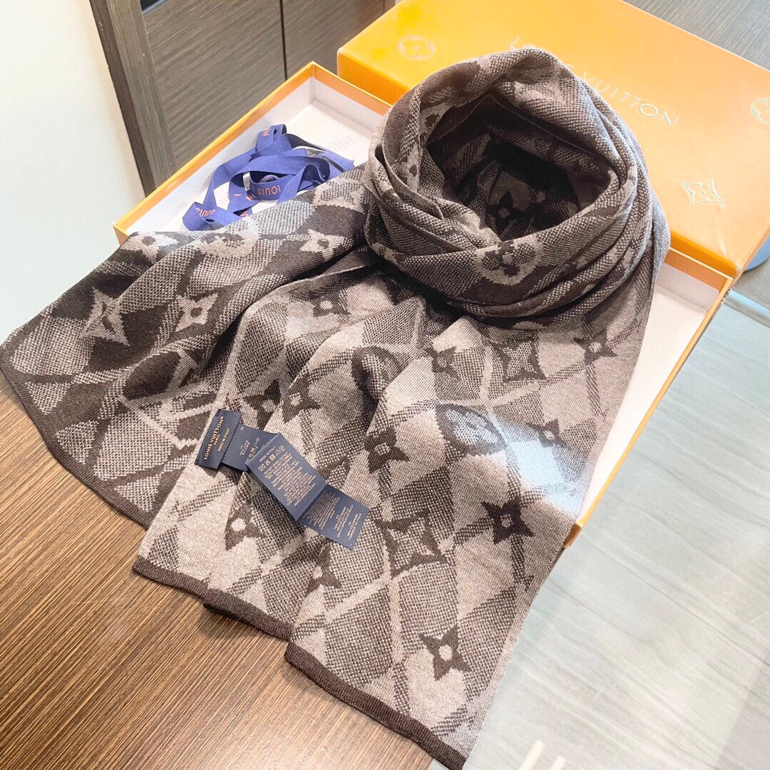 LV Scarf 200cm Brown Cashmere 968476