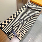 LV Unisex Scarf Scarf 180cm Black Beige Cashmere 968478