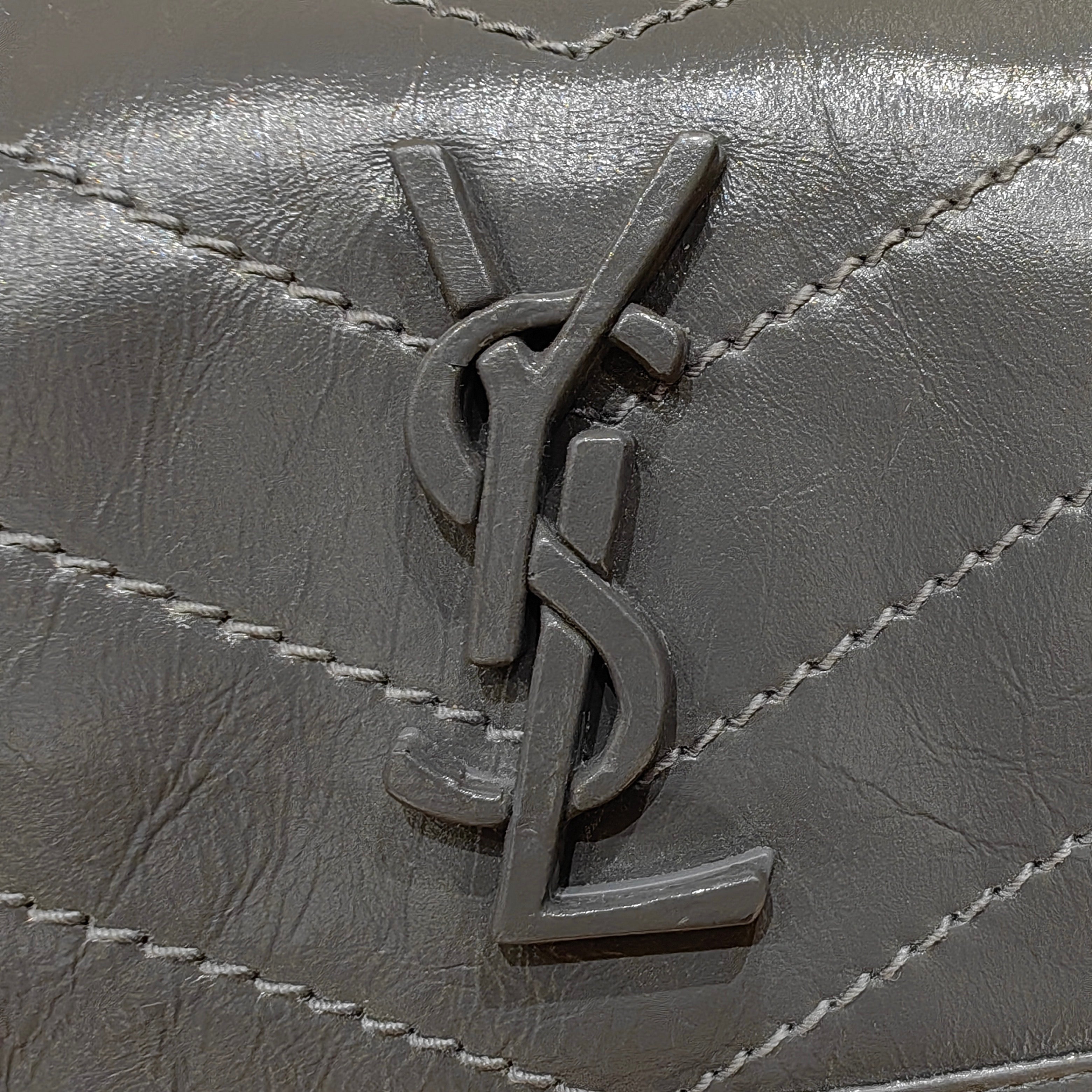 YSL Niki Baby Bag Dark Gray Calfskin 338892