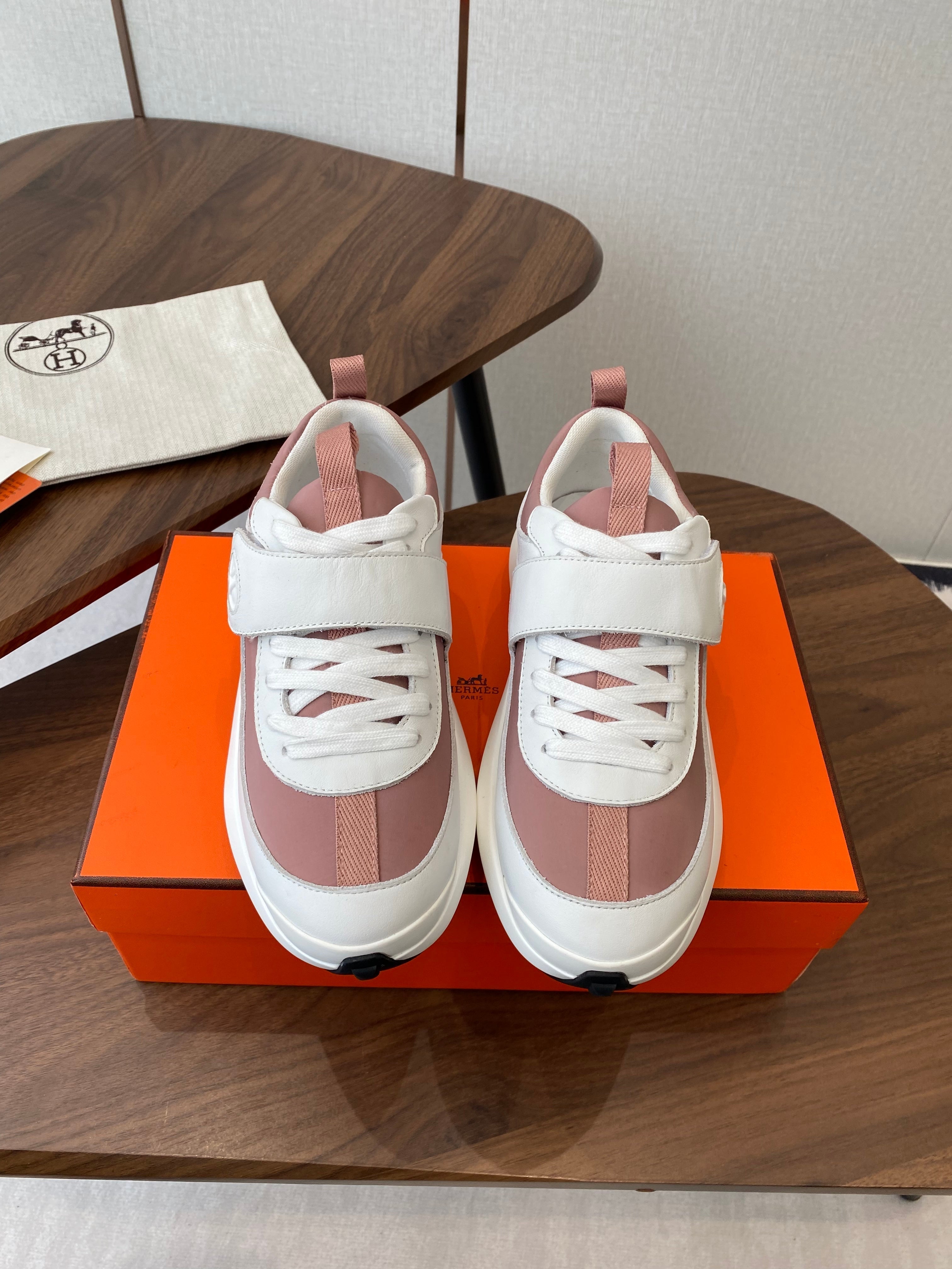HM couple's sneakers white pink rubber material