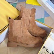 Fendi 2025 FF Monogram Chelsea Boot Brown Suede Fabric 553104