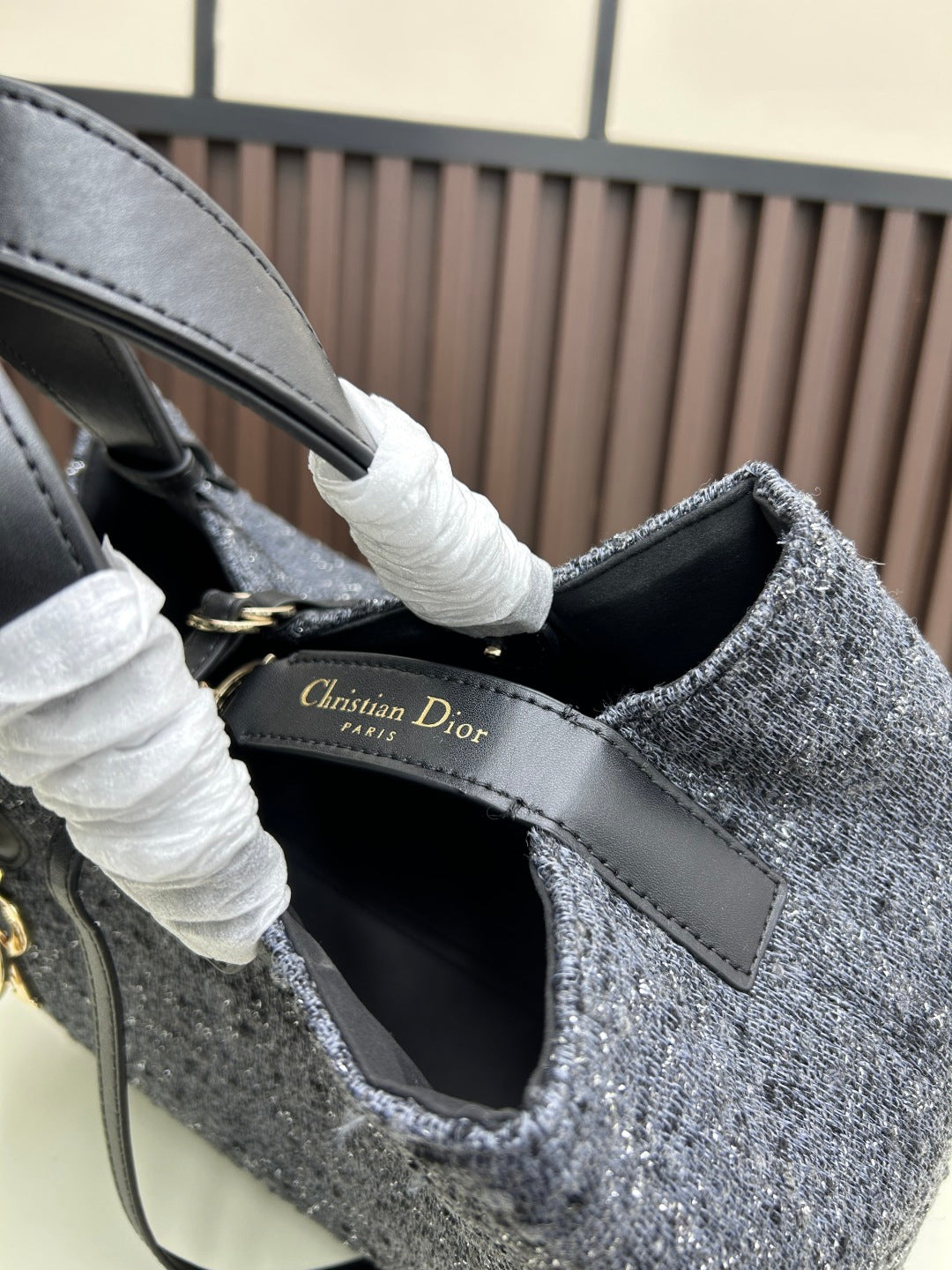 Dior 2026 Tourjours Bag 28.5cm Dark Grey Denim Leather