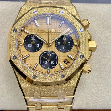 Audemars Piguet Royal Oak Chronograph 41mm Frosted Gold Case Gold Black Dial