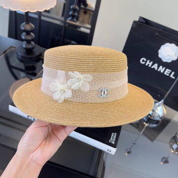 Chanel Lace Flower Straw Hat 323563
