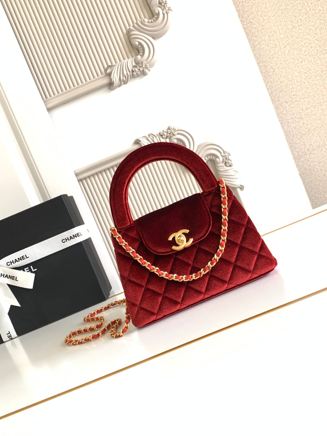 cc 24a nano 19cm kelly shopper bag red velvet