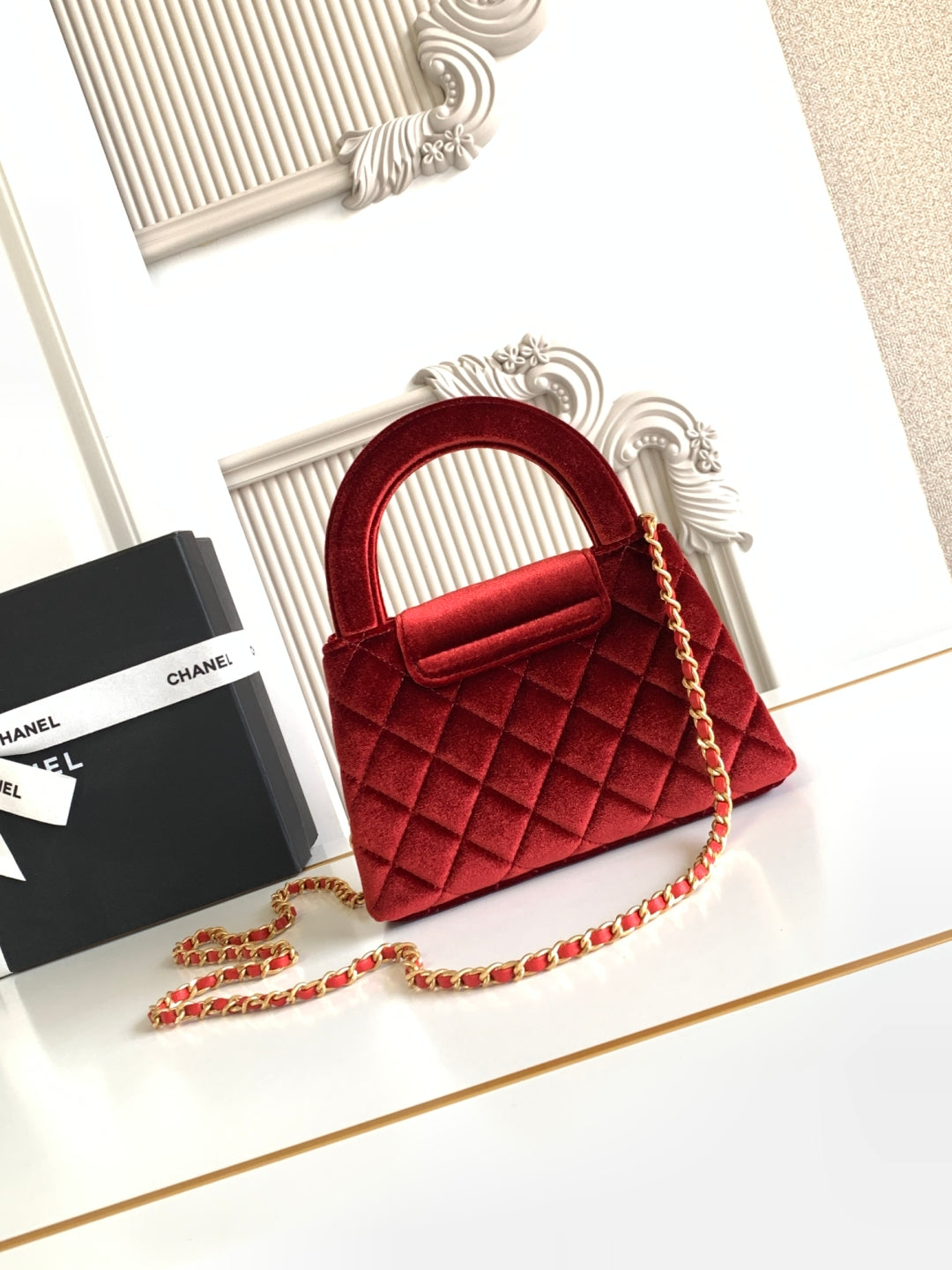 cc 24a nano 19cm kelly shopper bag red velvet